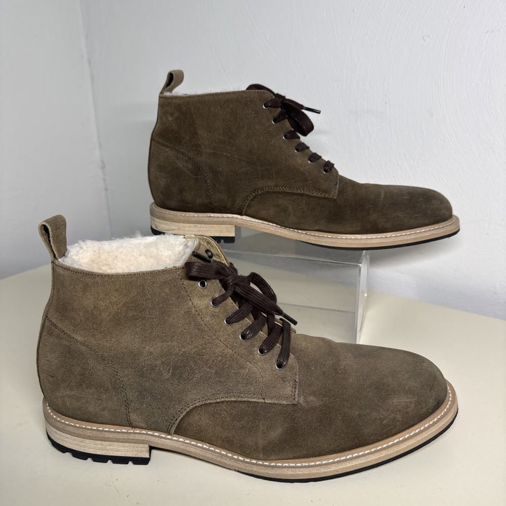 Banana Republic Boots Mens Sz 10 M Suede Chukka Shearling Liner Ortholite Casual